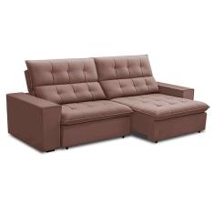 Imagem de Sofá 3 Lugares Retrátil e Reclinável Palermo Veludo Rosê