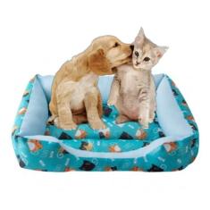 Imagem de Caminha ESTAMPADA poliester PET Cachorros Gatos cama RETAMGULAR TODA ACOLCHOADA 55x36x11 M (AZUL)