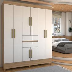 Imagem de Guarda-Roupa Solteiro Leal 8 Portas 2 Gavetas Amendola Touch/Off White