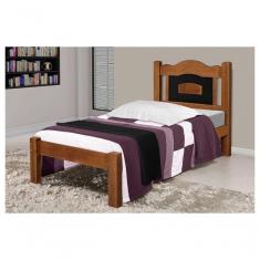 Imagem de Cama de Solteiro Paris de Madeira Maciça Tauari Castanho Preto