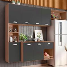 Imagem de Cozinha Compacta Suspensa Mila 7 portas 1 Gaveta com Corrediças Telescópicas Poliman Móveis