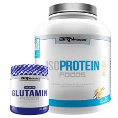 Imagem de Kit Whey Protein Iso Protein Foods 2kg + Glutamin 250g BRN FOODS-Unissex