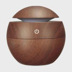 Imagem de Umidificador Aromatizador Difusor Aromas Eletrico Madeira USB LED 7 Cores bolinha escura