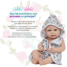 Imagem de Bebê Reborn Boneca Realista Enxoval Roupão Panda Completo - Cegonha Re