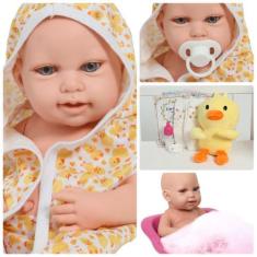 Imagem de Boneca Reborn Princesa 43cm Com Chupeta Roupão Pelúcia - Cegonha Rebor