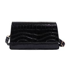 Imagem de Bolsa de ombro feminina de couro PU bolsa de mão para noite bolsa transversal com alça de ombro ajustável, Preto