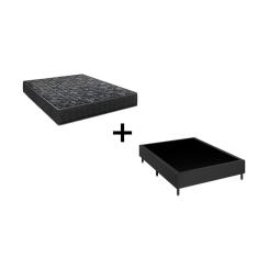 Imagem de Cama Box Viúva 128 Tecido Sintético Preto com Colchão Lisboa Espuma D28 Preto - Bello Box