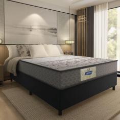 Imagem de Cama Box Casal Colchão Molas Flora Gazin Cinza/branco 138x188x60cm Até 110 Kg Por Pessoa