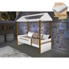 Imagem de Cama Montessoriana Infantil Sara Solteiro Com Colchão Divaloto - Branc