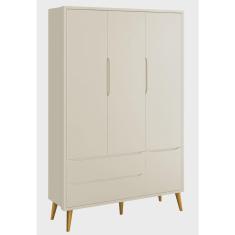 Imagem de Guarda-Roupa Retrô 3 Portas Théo New Areia Fosco com Madeira - Reller