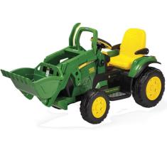 Imagem de Trator Infantil Elétrico Criança Carrinho Com Pá 3 Anos até 40 Kg John Deere Ground Loader 12V Peg Perego