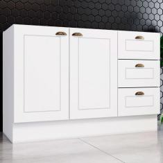 Imagem de Armário de Cozinha Compacta Pia 120 Cm Americana 2 Portas 100% Mdf Branco - Pnr Móveis