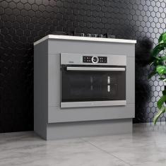 Imagem de Balcão de Cozinha para Forno de Embutir com Tampo Emily Espresso Móveis Cinza/Calcare