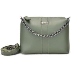 Imagem de Bolsa feminina transversal corrente pequena moncci, Verde, Militar