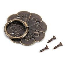 Imagem de Maçaneta para Móveis, 20 Unidades, Porta de Mesa Antiga, Pequeno Anel, Puxador, Decoração de Casa, Vintage, Elegante, Padrão de Flor, Prática, Maçaneta de Móveis de Ferro para
