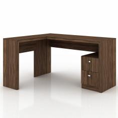 Imagem de Mesa Para Home Office 2 Gavetas Nogal Tecno Mobili