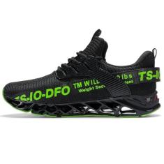 Imagem de TSIODFO Tênis de corrida masculino para caminhada, Preto/Verde, 42