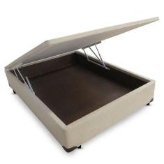 Imagem de Cama Box CASAL Camurça Bege Bau Pistão Frontal - 138x188