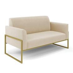 Imagem de Sofá Namoradeira Base Industrial Alta Dourado Marisa Suede Bege D03 - D`Rossi