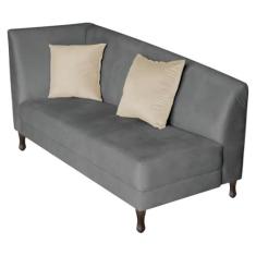 Imagem de Recamier Heitor 140cm com Almofada Lado Direito Sintético Cinza/Bege