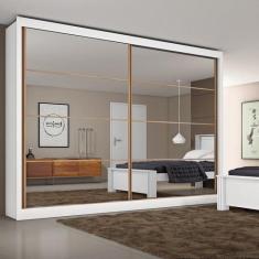 Imagem de Guarda Roupa Casal Espelhado 2 Portas 6 Gavetas - Sevi -Branco Acetina