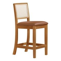 Imagem de Banqueta Alta em Tela Sextavada Assento Estofado Couro Pu Caramelo Rub