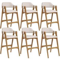 Imagem de Kit 06 Banquetas Altas Suran L02 Linho Cru
