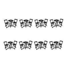 Imagem de Kit 8 Conjuntos De Mesa Bistrô Dobrável Jack Daniel`s Com 2 Banquetas De Madeira Preta