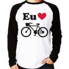 Imagem de Camiseta Raglan Eu Amo Bicicleta Manga Longa - Foca Na Moda
