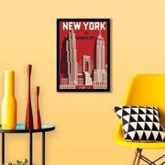 Imagem de Quadro Decorativo Cartaz Vintage New York 45X34Cm