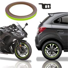 Imagem de Friso De Roda Adesivo Não Refletivo Carro Aro Moto Honda Yamaha Suzuki Verde Kawazaki