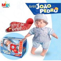 Imagem de Boneco Bebe Joao Pedro 44cm e Sons de Bebe - Milk Brinquedos