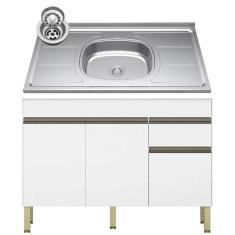 Imagem de Balcão Gabinete 3 Portas com Pia 120cm Lina K02 Supremo - Mpozenato