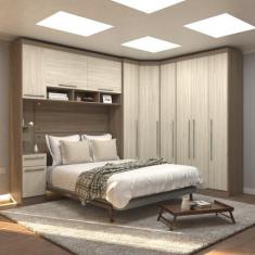 Imagem de Guarda Roupa Dormitório Modulado Master Casal 1,38 M Canto - Avelã E Á