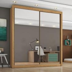 Imagem de Guarda Roupa Solteiro Espelhado 2 Portas 4 Gavetas - Zurique-Amêndoa -
