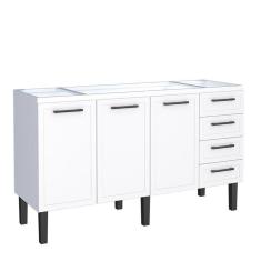 Imagem de Gabinete de Aço Para Pia 160cm 3 Portas Juno/Apolo 4 Gavetas Cozimax Branco