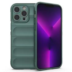 Imagem de GANGANPRO Capa compatível com iPhone 13 TPU à prova de choque flexível capa protetora de telefone absorção de impacto almofada de ar anti-arranhões forro de microfibra macia 6,1 polegadas verde escuro