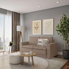 Imagem de sofá 3 lugares retrátil nion linho bege 180 cm