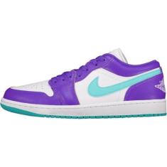 Imagem de Tênis masculino Air Jordan 1 Low, Cone roxo psíquico/Hyper Jade-branco, 41