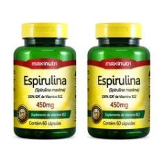 Imagem de Kit com 2 Espirulina 450mg 60 Cápsulas Maxinutri