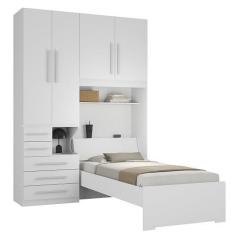 Imagem de Quarto Completo De Solteiro Com Cama E Guarda-Roupa 1225E Branco - Móv