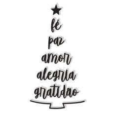 Imagem de Árvore de Natal Palavras Lettering 0,54x1,03m: Fé, Paz, Amor, Alegria, Gratidão em Madeira Mdf