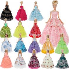 Imagem de Kit com 10 Vestidos Longos Bonecas Barbie - Não Repete