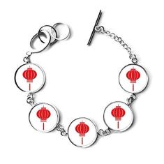 Imagem de DIYthinker Pulseira com padrão de lanterna chinesa tradicional vermelha com pingente de corrente