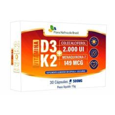 Imagem de Vitaminas D3 + K2 30 Caps (2000Ui D3 E 149Mcg K2) 500Mg - Flora Nativa