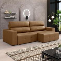 Imagem de Sofá Retrátil 3 Lugares 204cm 2 Módulos Nero Couro Caramelo G52 - Gran Belo