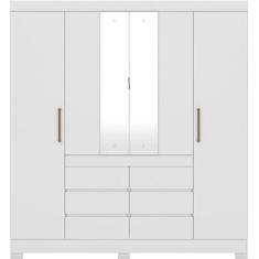 Imagem de Guarda Roupa Casal 04 Portas Com Espelho 66510 Branco Demobile