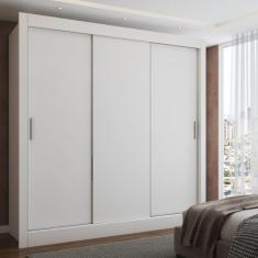 Imagem de Guarda-Roupa Casal Flórida 3 Portas de Correr Branco Fosco - Panorama Móveis