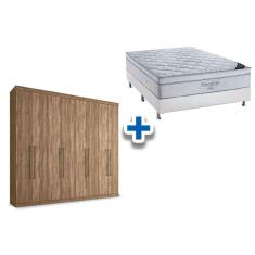 Imagem de Cama Box Casal + Colchão Freedom Ortobom + Guarda Roupa Master Vip 8.4 Jatoba/Atacama