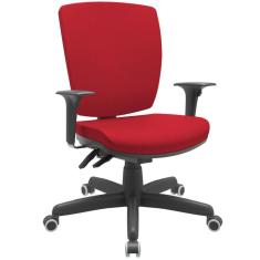 Imagem de Cadeira de Escritório Diretor Office Base Giratória Preto Alta Flexi P03 Poliéster Vermelho - Lyam